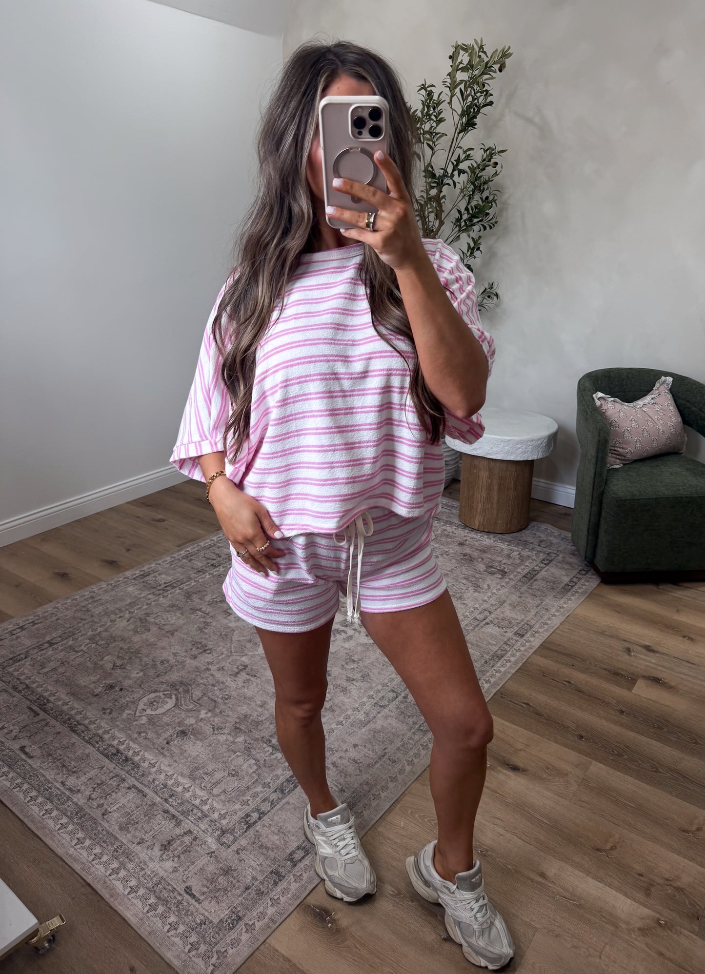 Sunlit Smiles Striped Set - pink