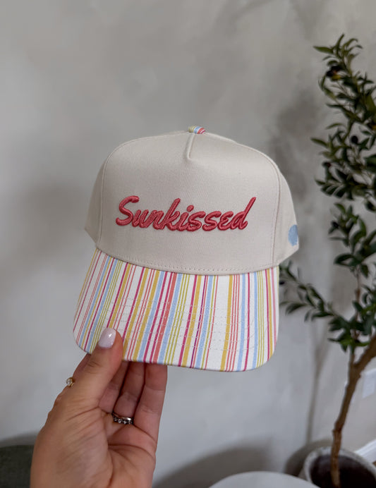 Sunkissed Striped Trucker Hat - pastel stripes