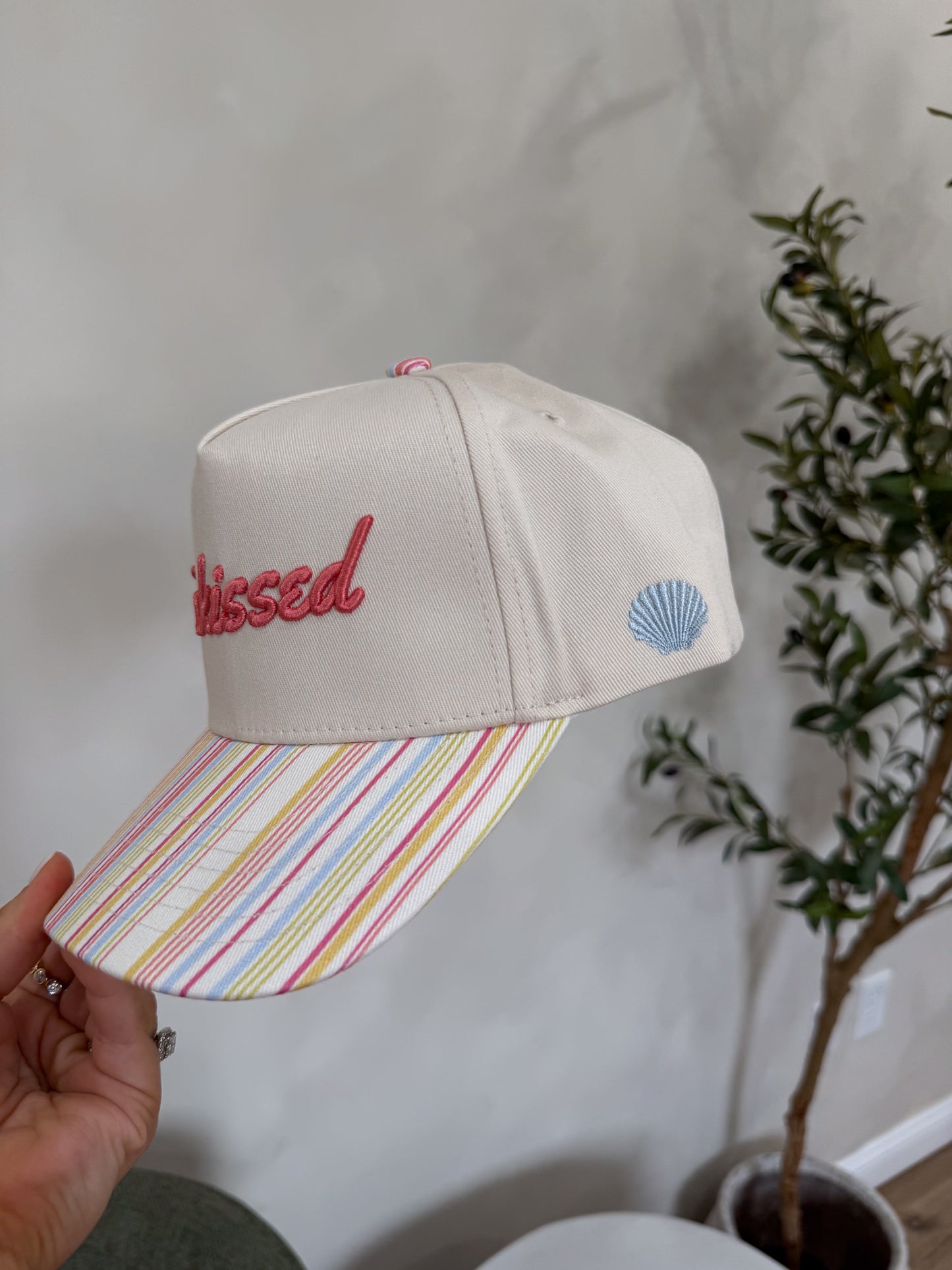 Sunkissed Striped Trucker Hat - pastel stripes