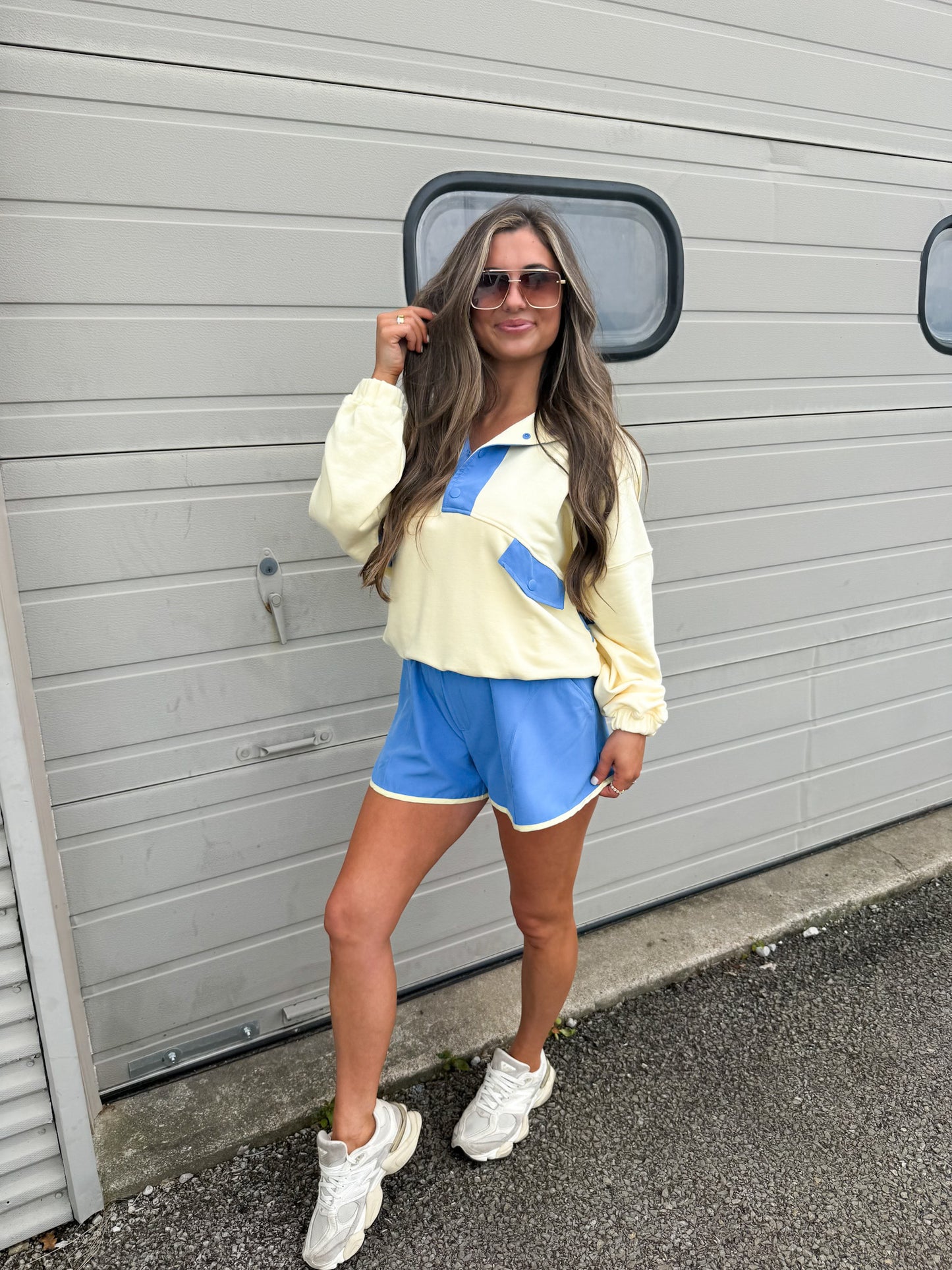 Breezy Babe French Terry Set - lemonilla/aqua splash