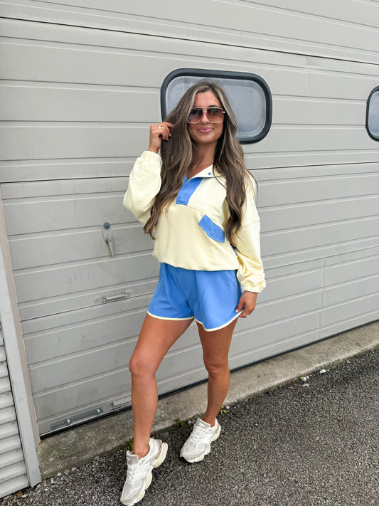 Breezy Babe French Terry Set - lemonilla/aqua splash