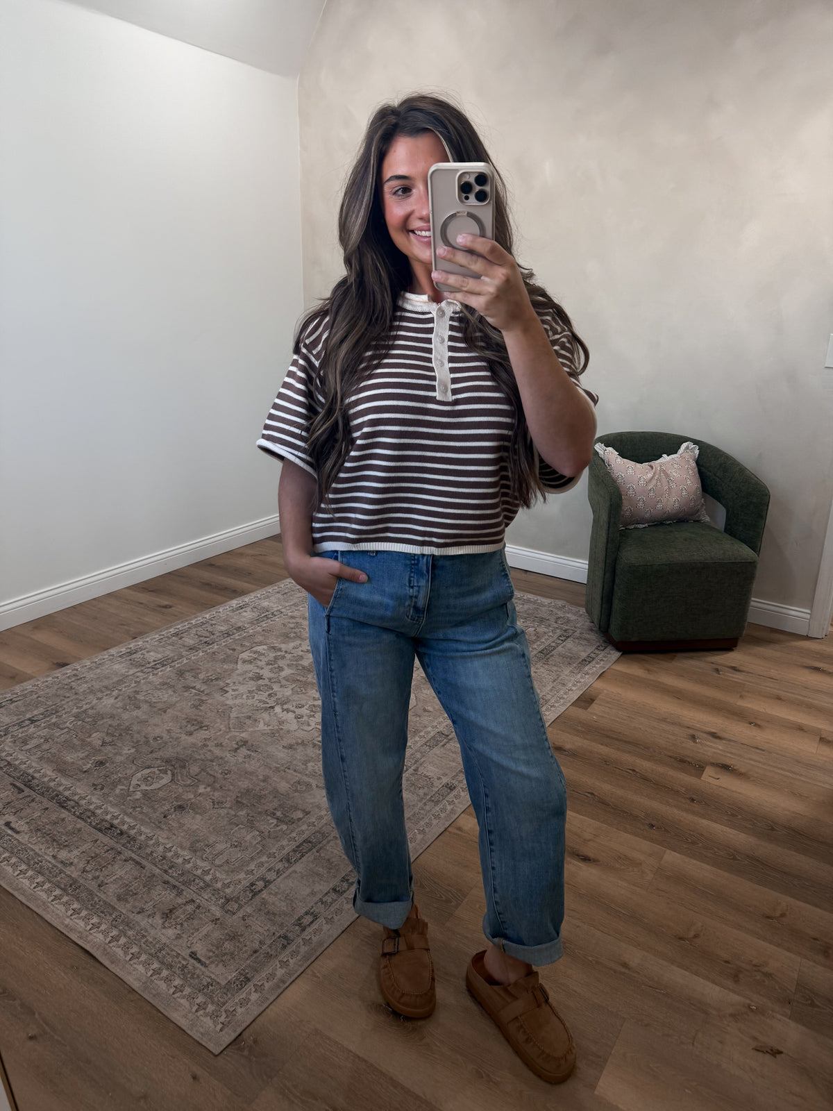 Scarlett Striped Knit Top - ivory/brown *SURPRISE ITEM*