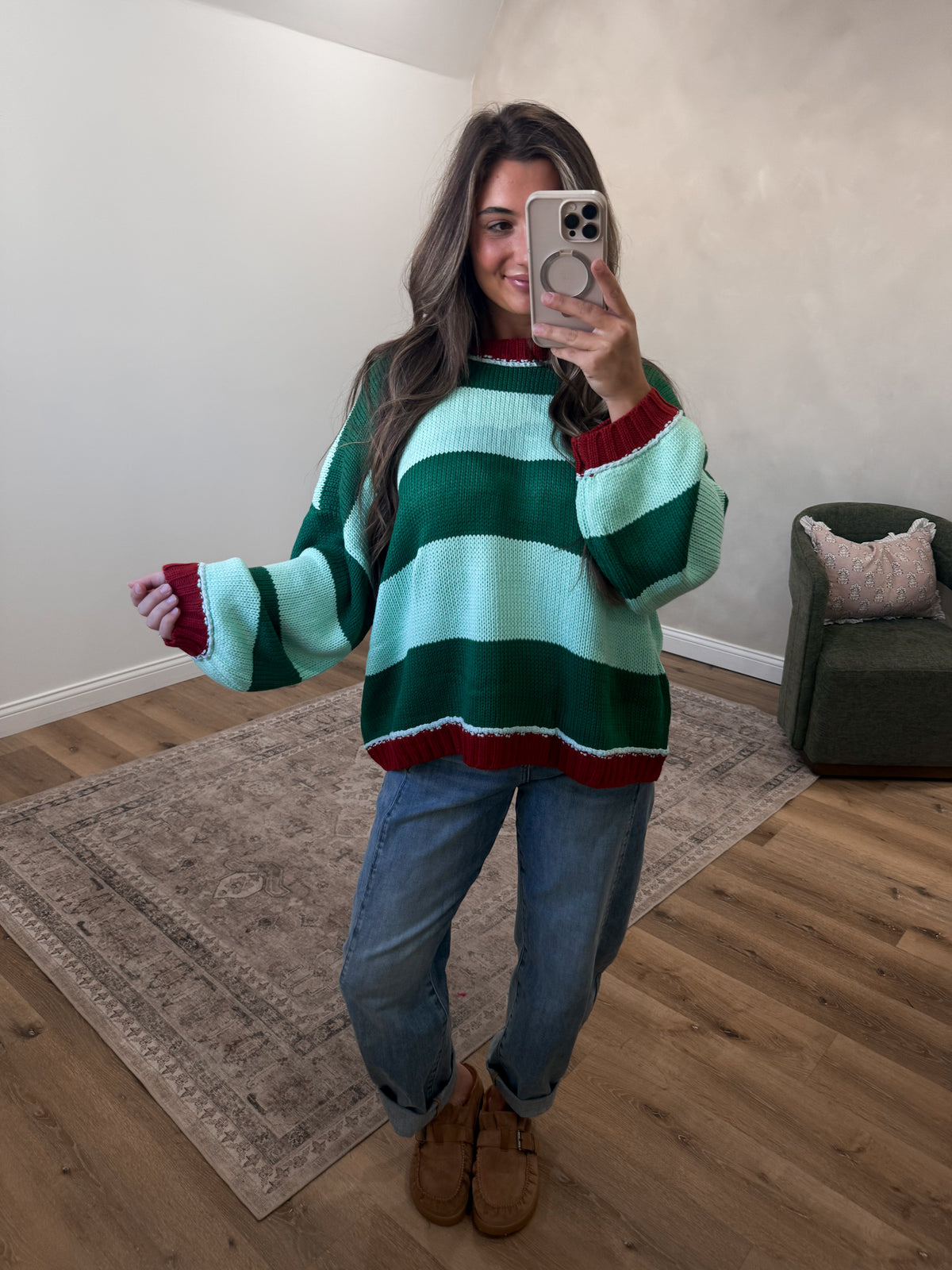 Little Miss Vintage Striped Sweater - green/sage – Ethree Collective