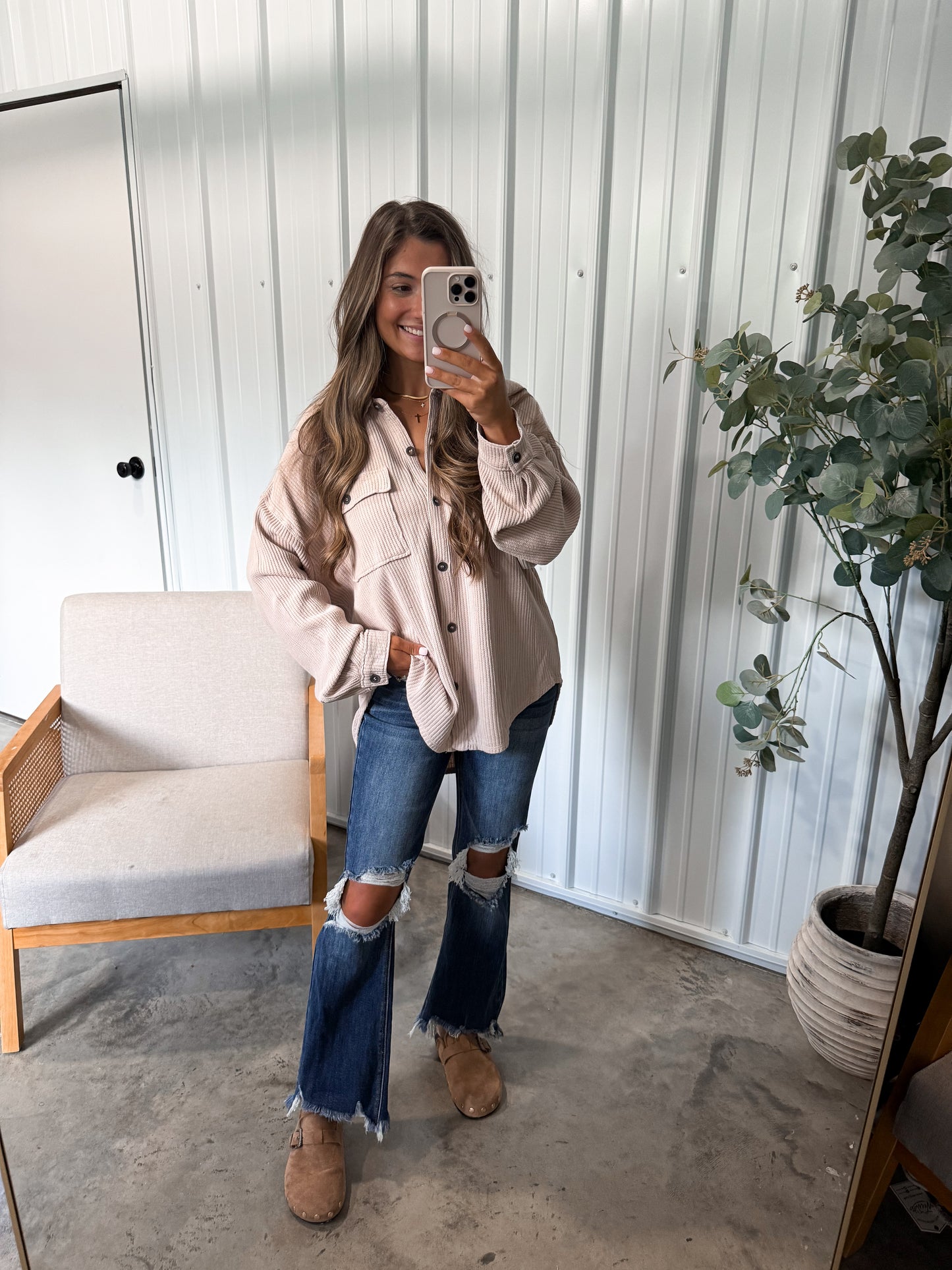 Weslie Waffle pullover- dark taupe