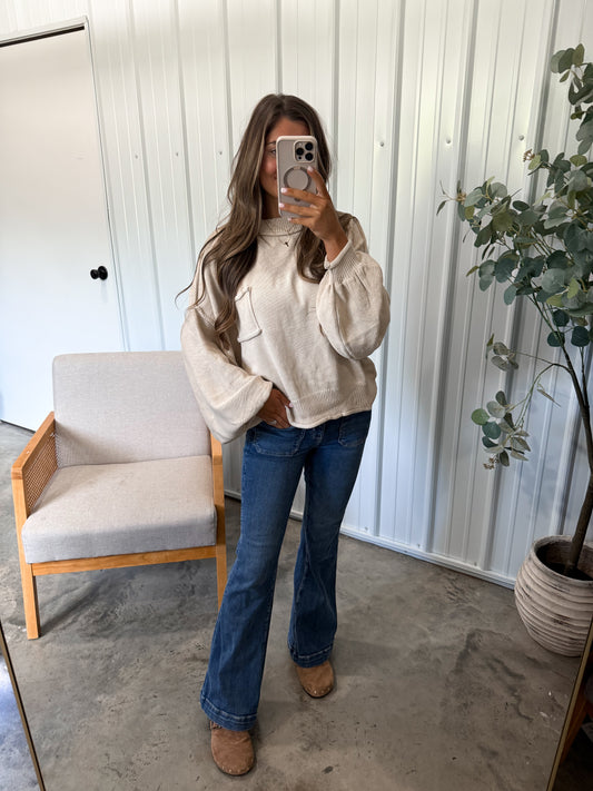 Slouchy Knit Sweater- cream