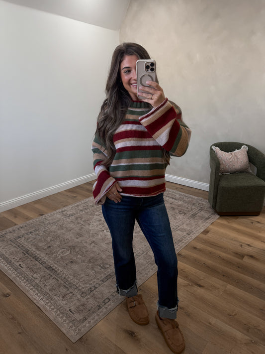 Miss Me Striped Relaxed Sweater