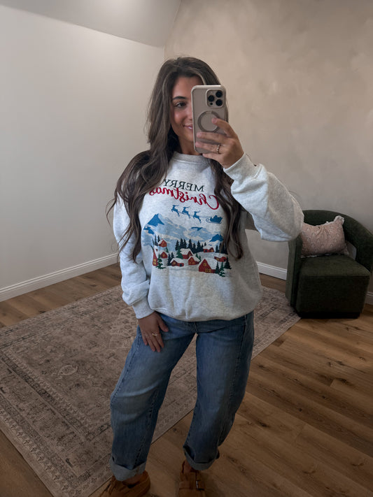 Merry Christmas Graphic Pullover - melange