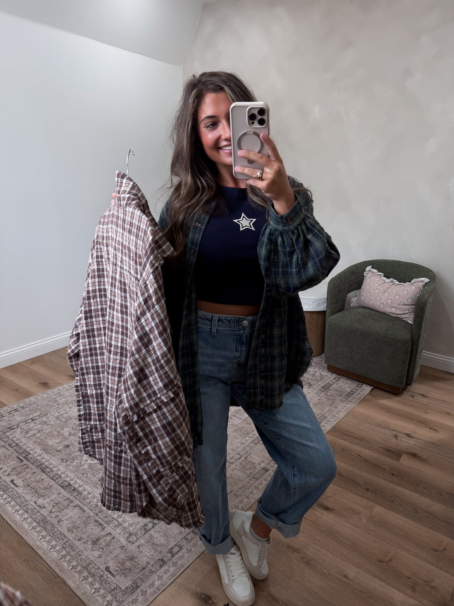 Distressed Wavelyn Flannel - pine green