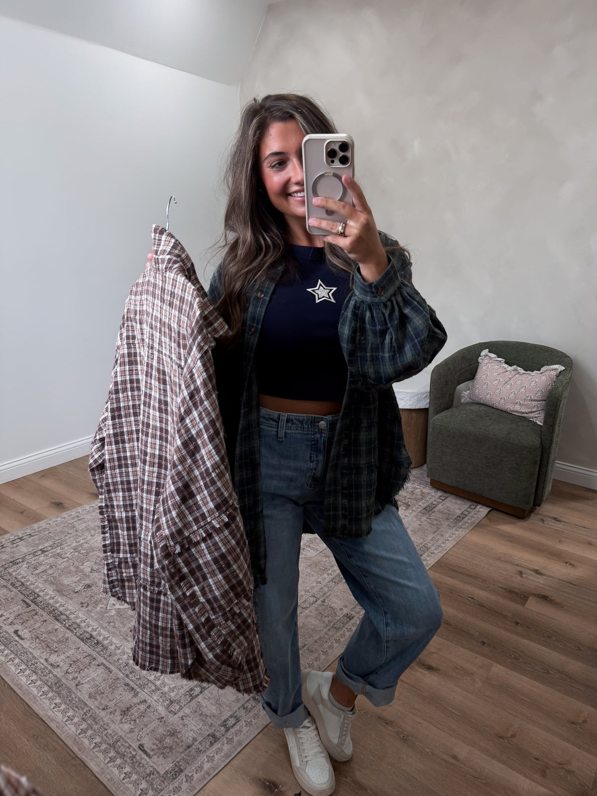 Distressed Wavelyn Flannel - brown