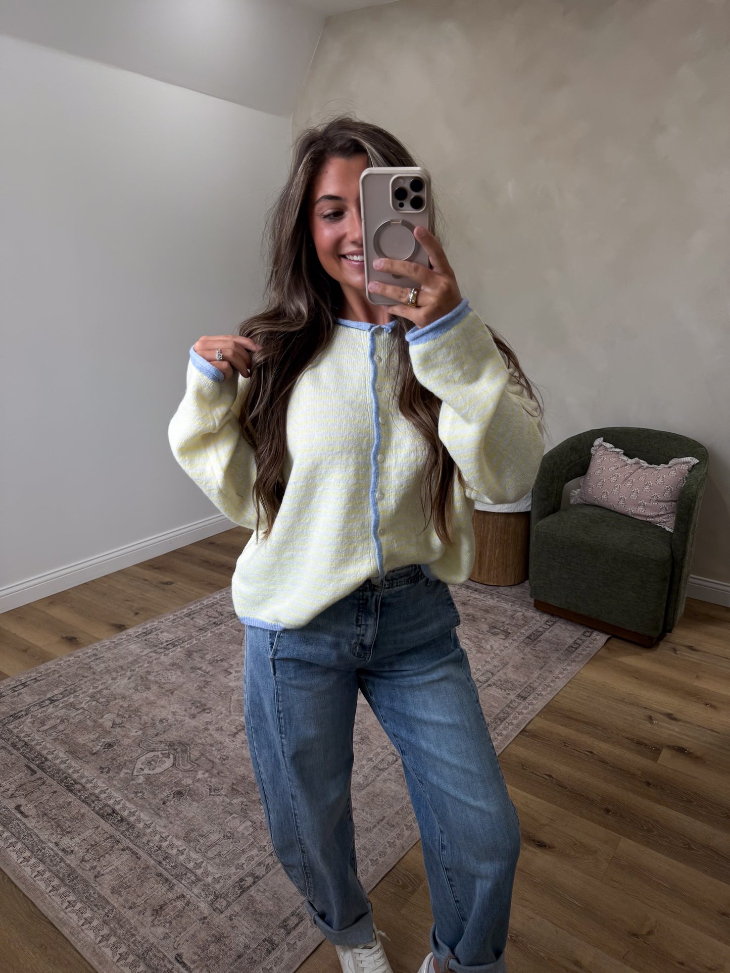 Timeless Tones Striped Cardigan - butter