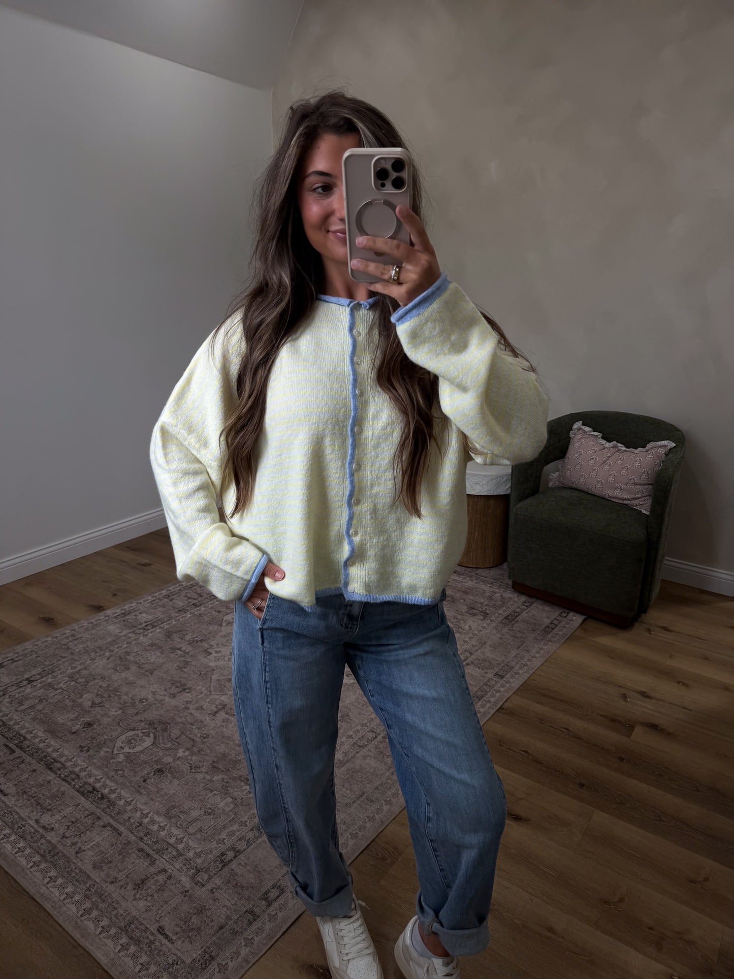 Timeless Tones Striped Cardigan - butter