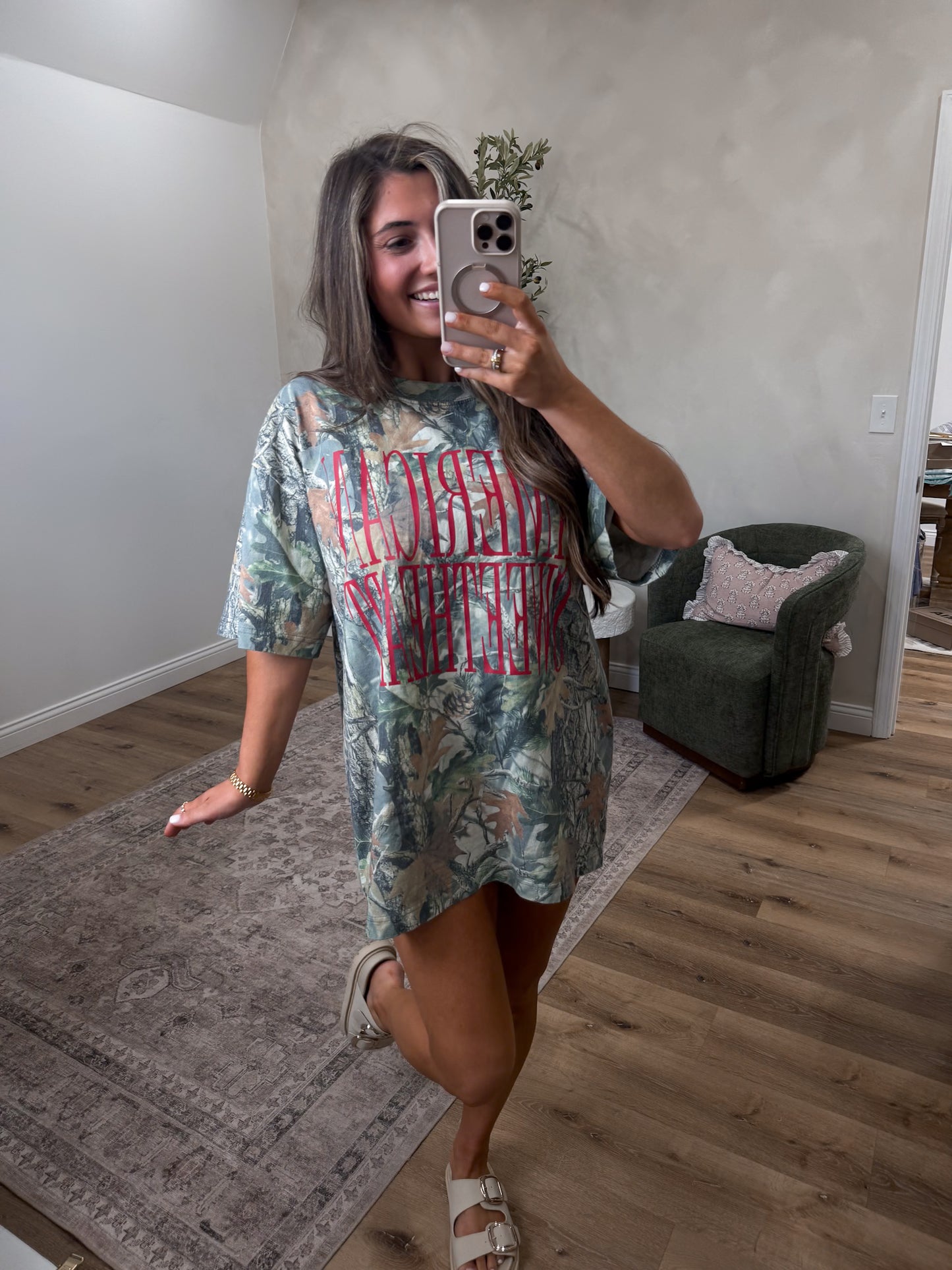 American Sweetheart Camo Tee - green camo