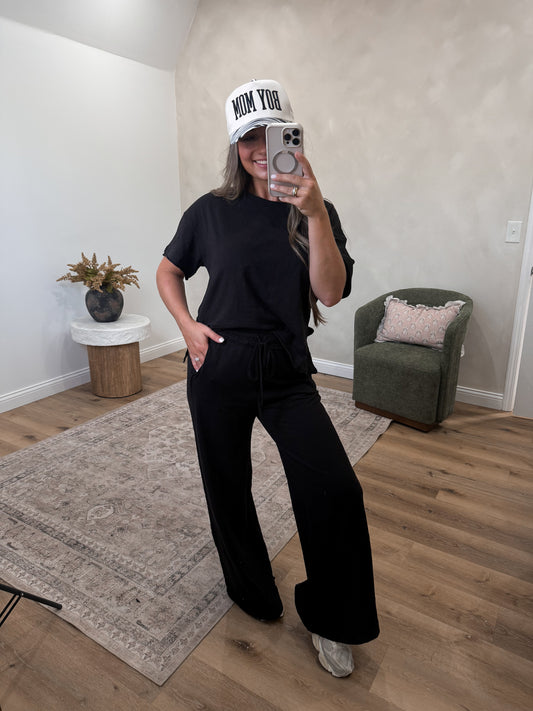 Candace Cotton Slub Set - black