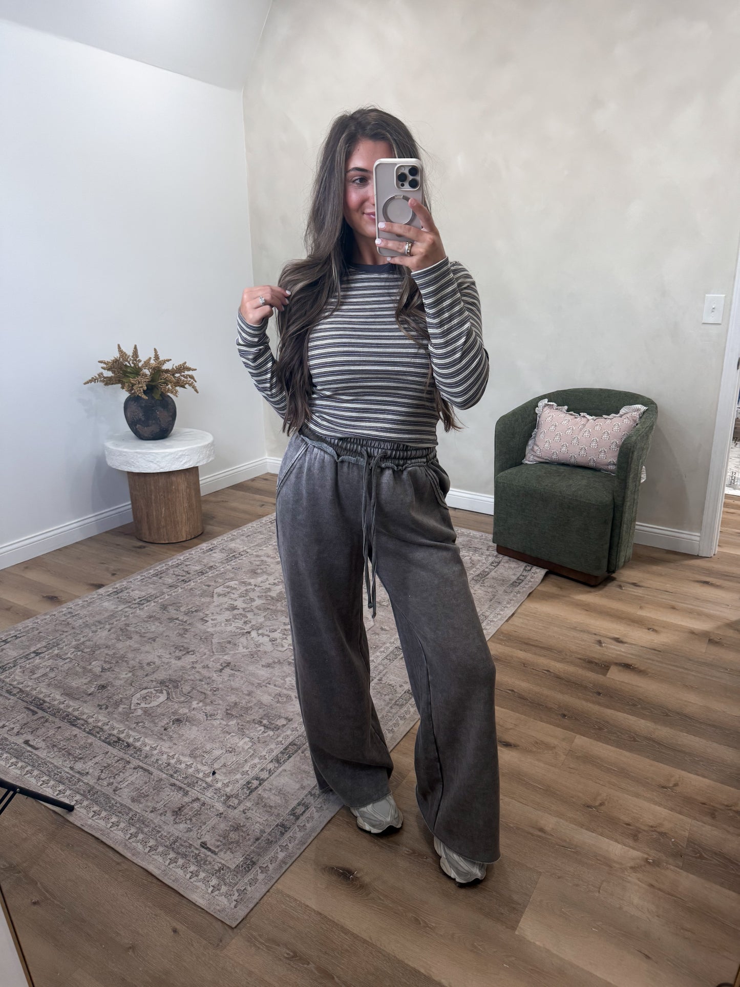 Elsa Fleece Lounge Pants - dark olive