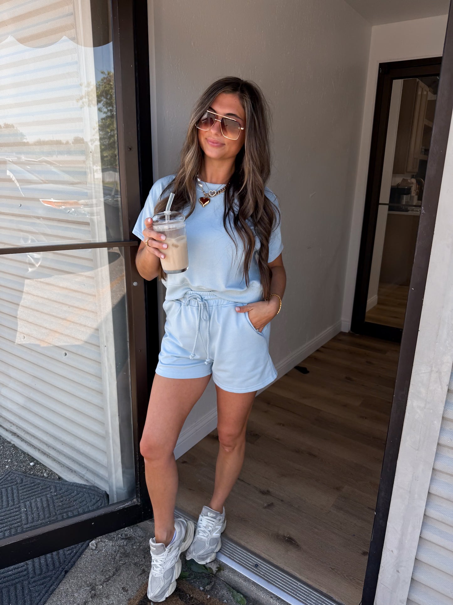 Halsey Shorts Set - misty blue