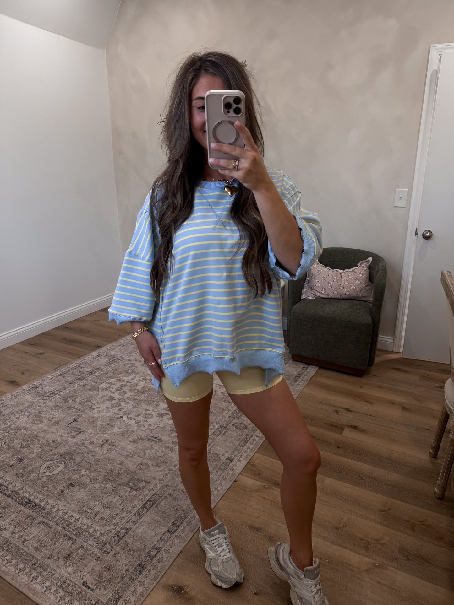 Sophie Striped Pullover - light blue/yellow