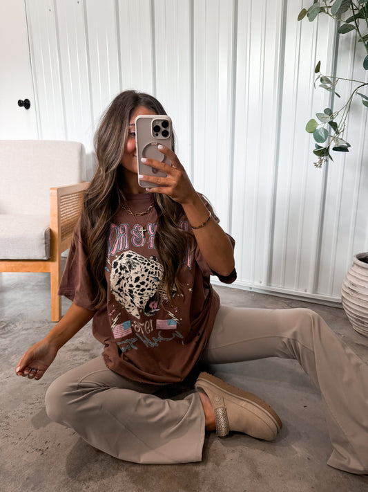 Rock n Roll 1976 World Tour Tee- Brown