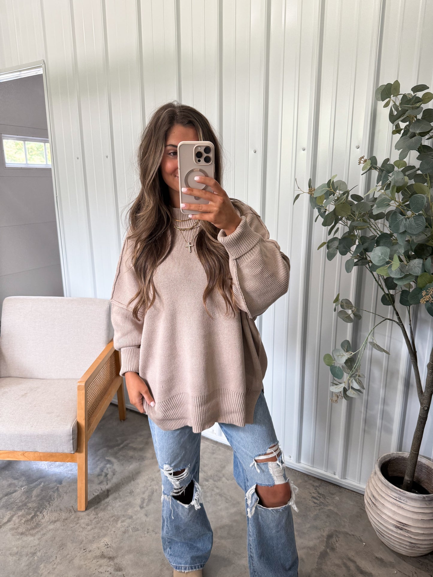 Macie Ribbed Sweater- Ash Mocha