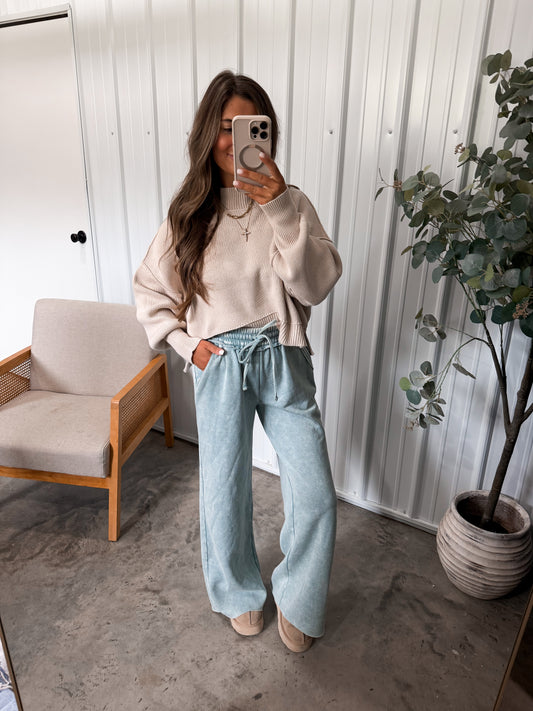 Acid Wash Fleece Lounge pants - Ash Blue