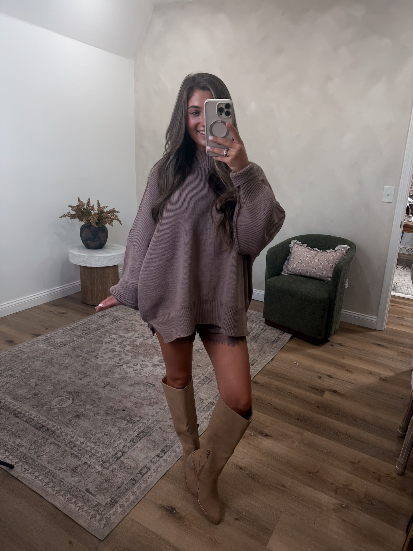 Juno Tall Suede Boots - sand